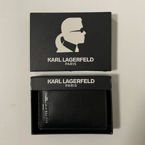 Karl Lagerfeld Paris Men’s Textured Leather Black Bifold Card Holder
